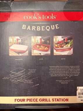 Cook's Tools Red Four-Piece Grill Station – BBQ Prep Set